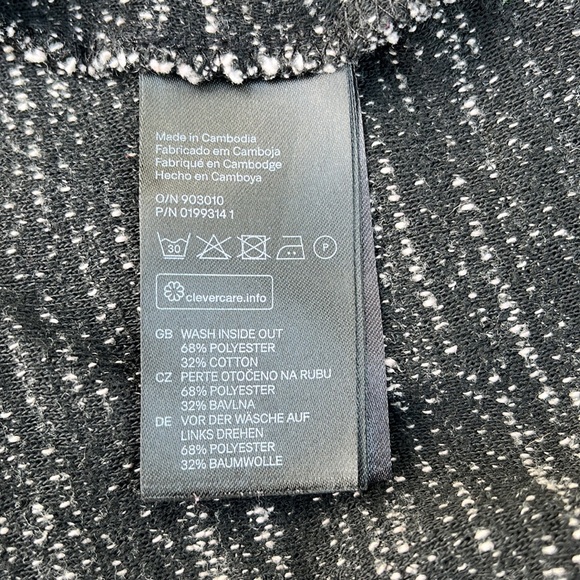 H&M | 3/4 sleeve high-low cotton knit sweater in marled black & cream, large - Picture 11 of 16